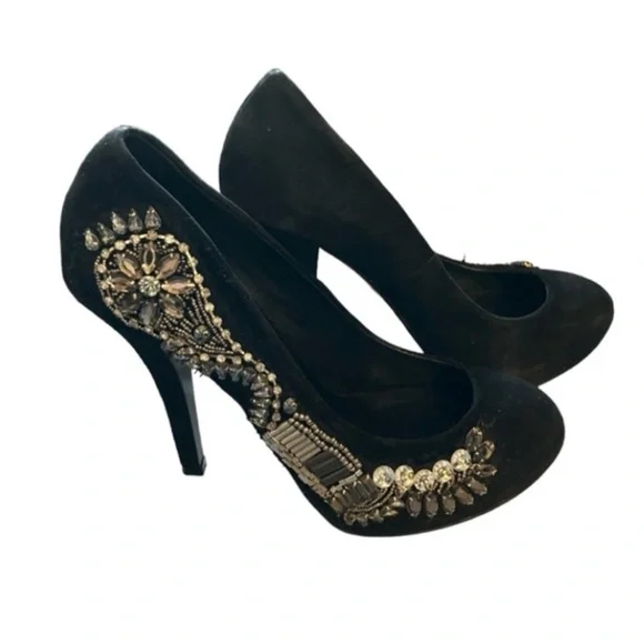 Dolce Vita Black Suede Embellished Stilettos 8 - Picture 6 of 8
